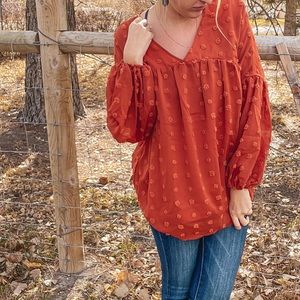 Burnt orange boutique blouse